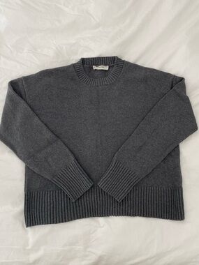 Like New, Everlane Charcoal Boxy Cotton Crewneck Sweater, Size XS